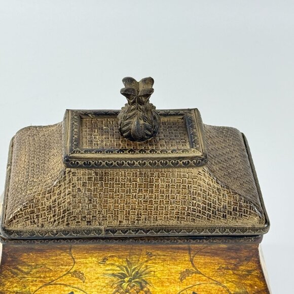 Hospitality Pineapple Curved Chest Decorative Box W/ Ornate Details - Picture 5 of 15